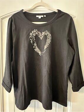 NWOT! Chico's Black Sequin Heart Sweatshirt